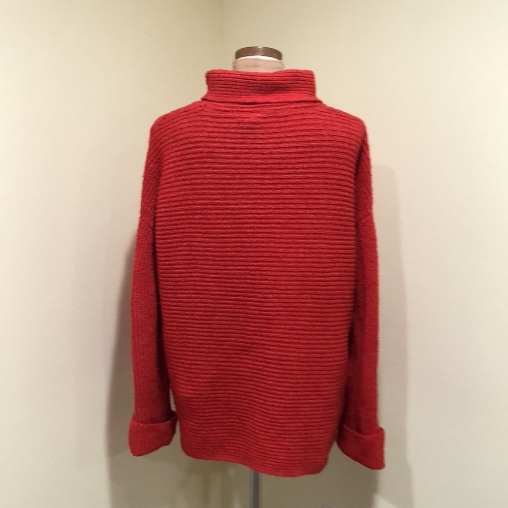 Anthropologie Pilcro Sweater Size Medium Vermillion Red Orange Ribbed Pullover - Picture 6 of 12